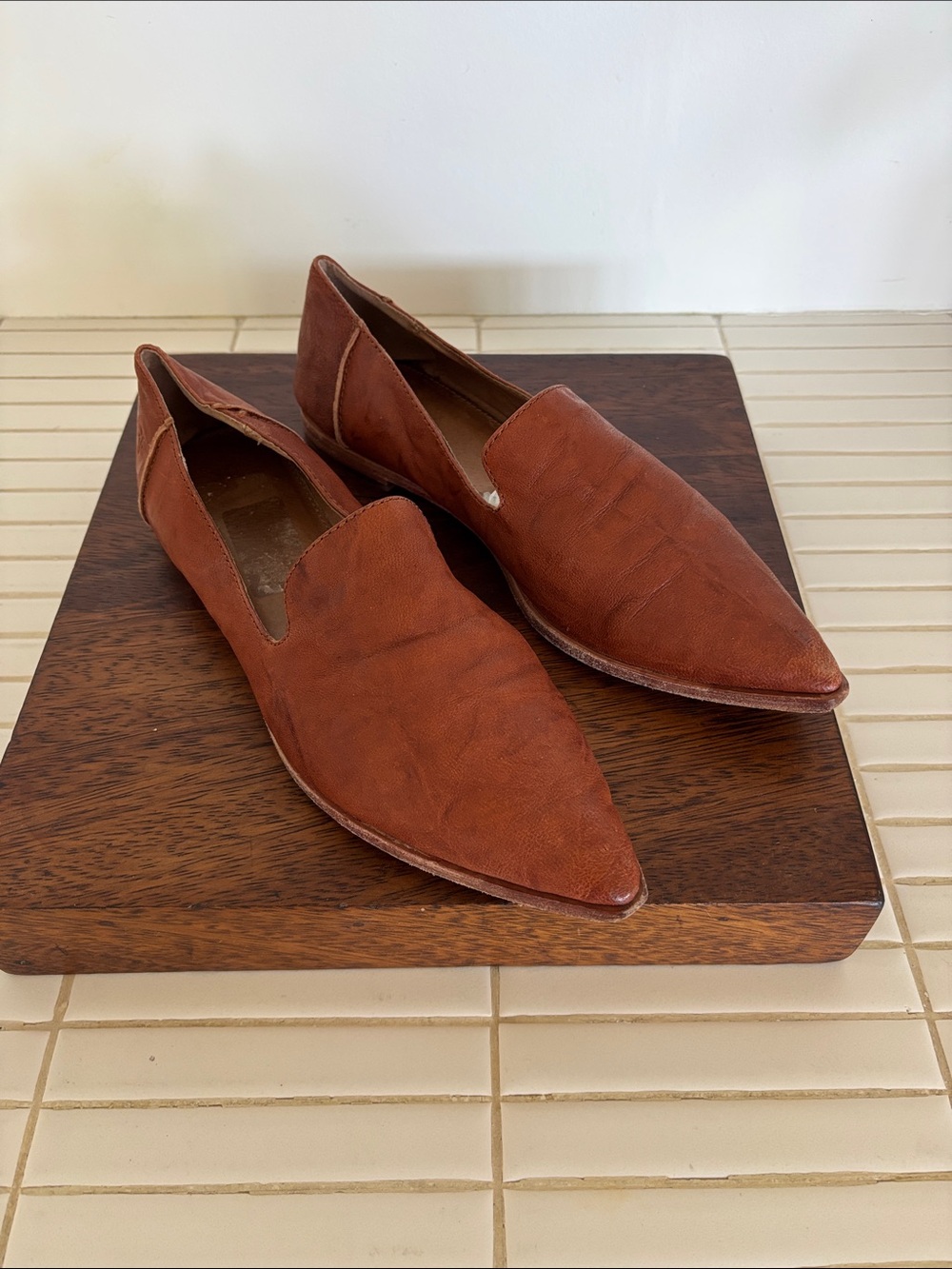 Frye Brown Pointed Toe Slip-On Flats 9M